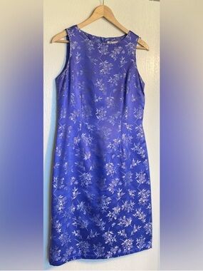 Vintage Lilly Pulitzer Sleeveless Mini Shift Floral Silk Dress Blue Women Size 4